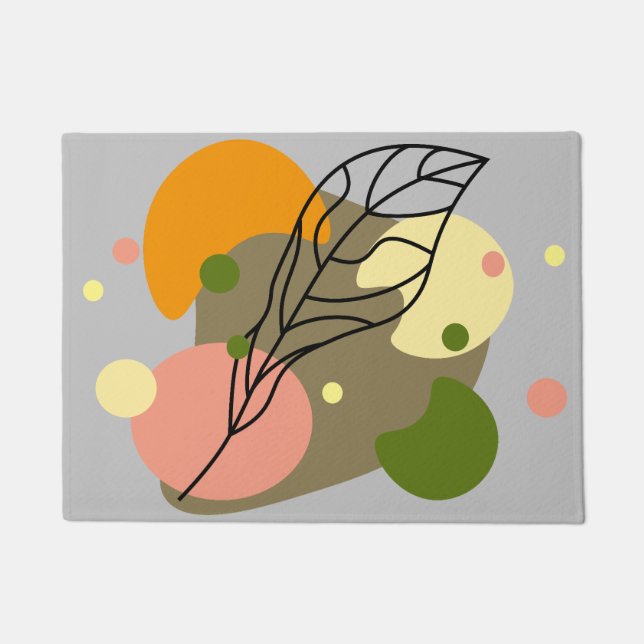 Interesting abstract spots with leaves doormat (Front)