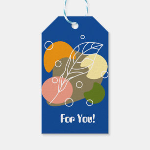 Interesting abstract spots with leaves gift tags