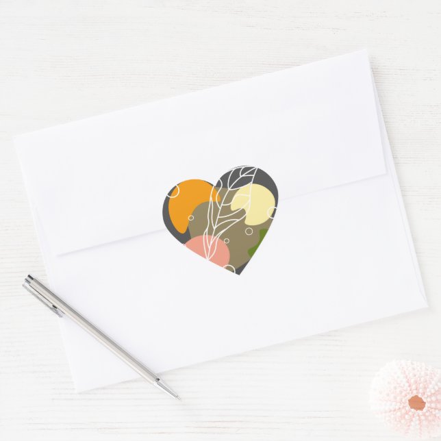 Interesting abstract spots with leaves heart sticker (Envelope)