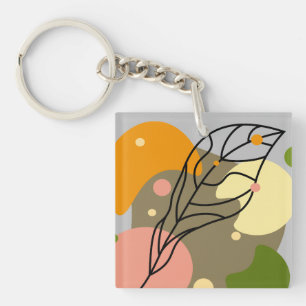 Interesting abstract spots with leaves key ring