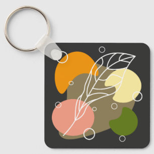 Interesting abstract spots with leaves key ring