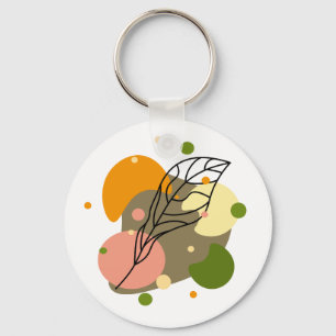Interesting abstract spots with leaves key ring