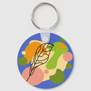 Interesting abstract spots with leaves key ring