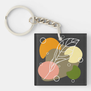 Interesting abstract spots with leaves key ring