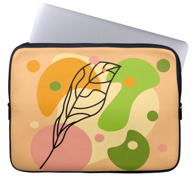 Interesting abstract spots with leaves laptop sleeve (Front)