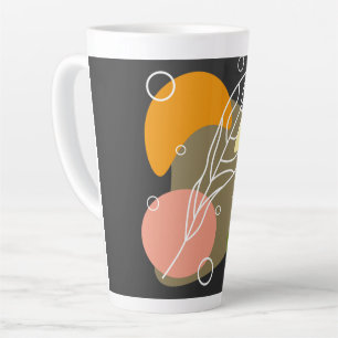 Interesting abstract spots with leaves latte mug