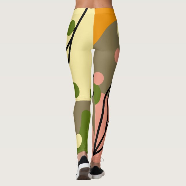 Interesting abstract spots with leaves leggings (Back)