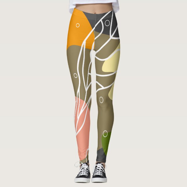 Interesting abstract spots with leaves leggings (Front)