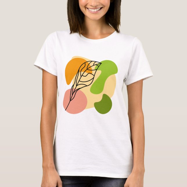 Interesting abstract spots with leaves T-Shirt (Front)