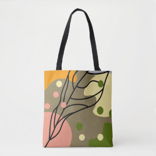 Interesting abstract spots with leaves tote bag