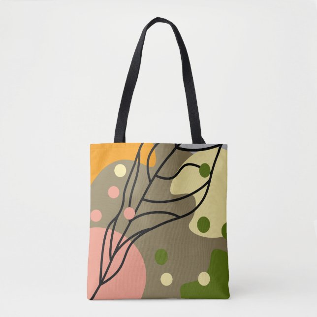 Interesting abstract spots with leaves tote bag (Front)