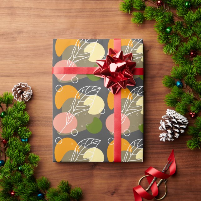 Interesting abstract spots with leaves wrapping paper (Holiday Gift)