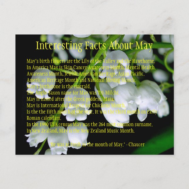 Interesting Facts About May Announcement Postcard (Front)