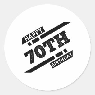 Interesting happy 70th birthday typography design classic round sticker