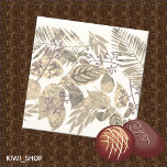 Interesting Leaf Collage with Berries White Stone Coaster<br><div class="desc">Intricate patterning of tumbled leaves and berries, brighter gold and white with subtle warm based greens.</div>