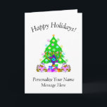 Interfaith Happy Holidays   Card<br><div class="desc">Christmas gifts and Chanukah menorah ornaments for interfaith families who are Jewish and Christian celebrating both holidays this season.</div>