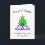 Interfaith Happy Holidays   Card<br><div class="desc">Christmas gifts and Chanukah menorah ornaments for interfaith families who are Jewish and Christian celebrating both holidays this season.</div>