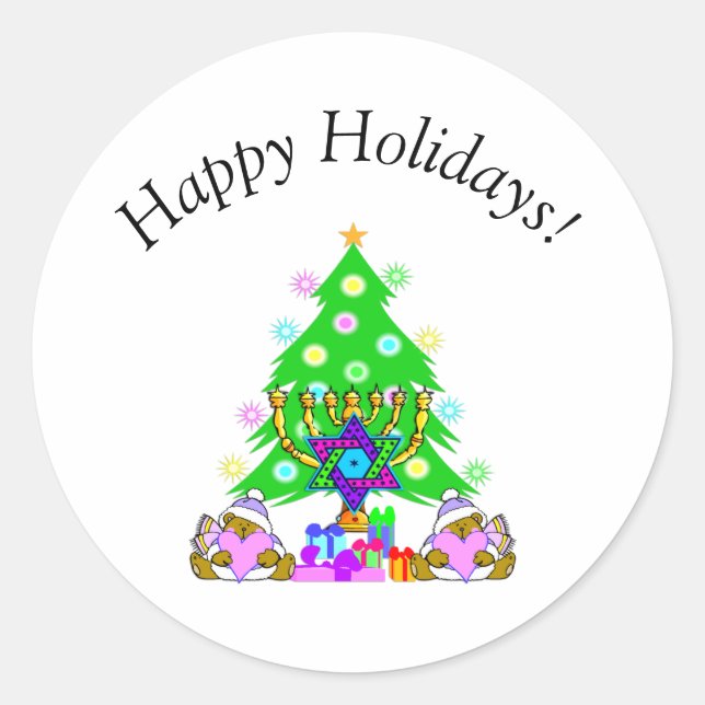 Interfaith Happy Holidays   Classic Round Sticker (Front)