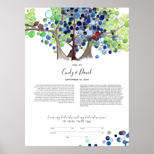 Interfaith Jewish Custom Ketubah - Romantic Forest Poster (Front)