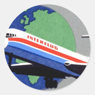 INTERFLUG - National Airline of DDR, East Germany Classic Round Sticker