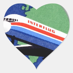 INTERFLUG - National Airline of DDR, East Germany Heart Sticker
