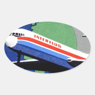 INTERFLUG - National Airline of DDR, East Germany Oval Sticker