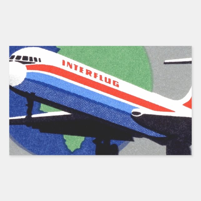 INTERFLUG - National Airline of DDR, East Germany Rectangular Sticker (Front)