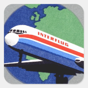 INTERFLUG - National Airline of DDR, East Germany Square Sticker