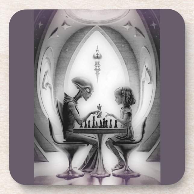 Intergalactic Chess: Alien vs Girl Coaster (Front)