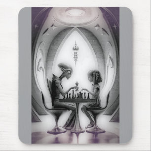 Intergalactic Chess: Alien vs Girl Mouse Mat
