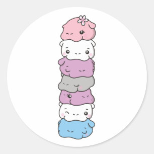Intergender Flag Pride Lgbtq Cute Hippo Classic Ro Round Sticker