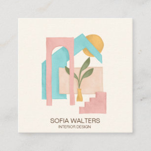 interior deisgn home staging real estate hotel square business card