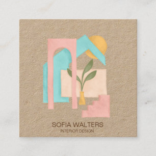 interior deisgn home staging real estate hotel square business card