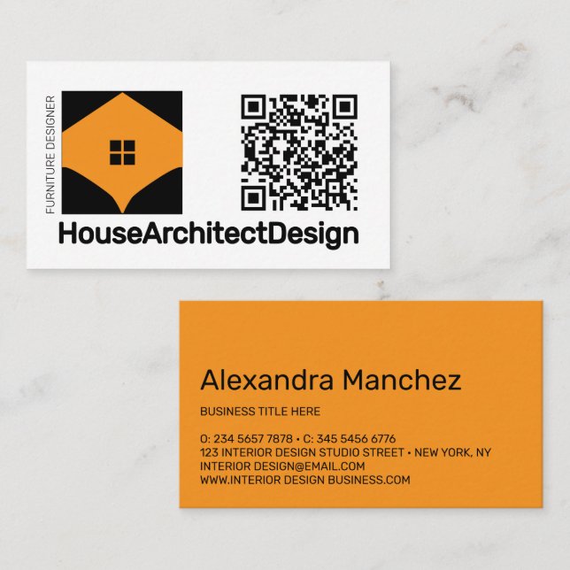 Interior Design Architect QR Code Business Card (Front/Back)