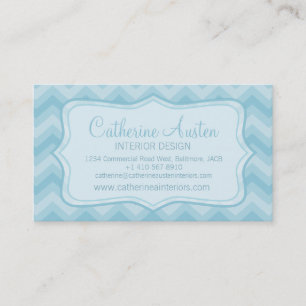 Interior design chevron zigzag blue business card