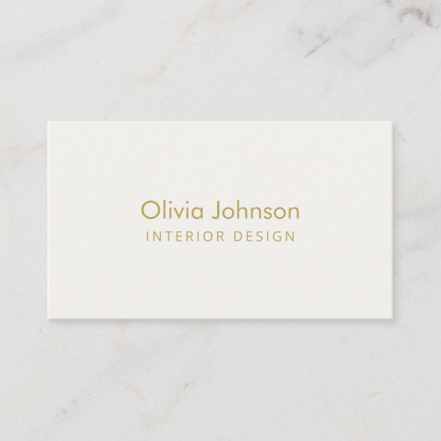 Interior Design Chic Gold Ivory  Business Card (Front)