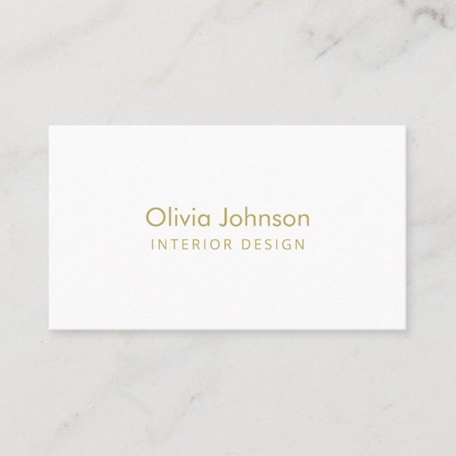 Interior Design Chic Gold White Business Card (Front)