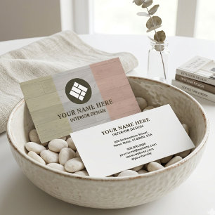Interior Design Chic Pastel Wood Texture Business Card