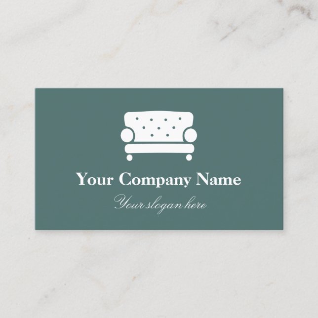 Interior design company logo elegant chair business card (Front)