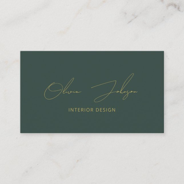 Interior Design Gold Green Business Card (Front)