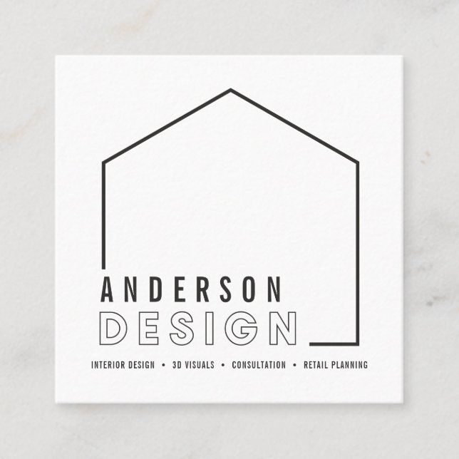 Interior design graphic modern house shape square business card (Front)