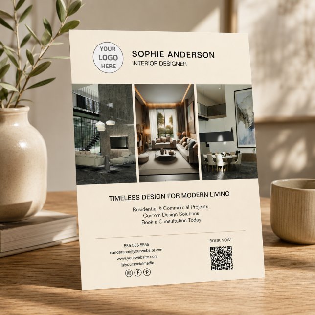 Interior Design Logo Photo Cream Professional Flyer (Interior Design Logo Photo Cream Professional Flyer)