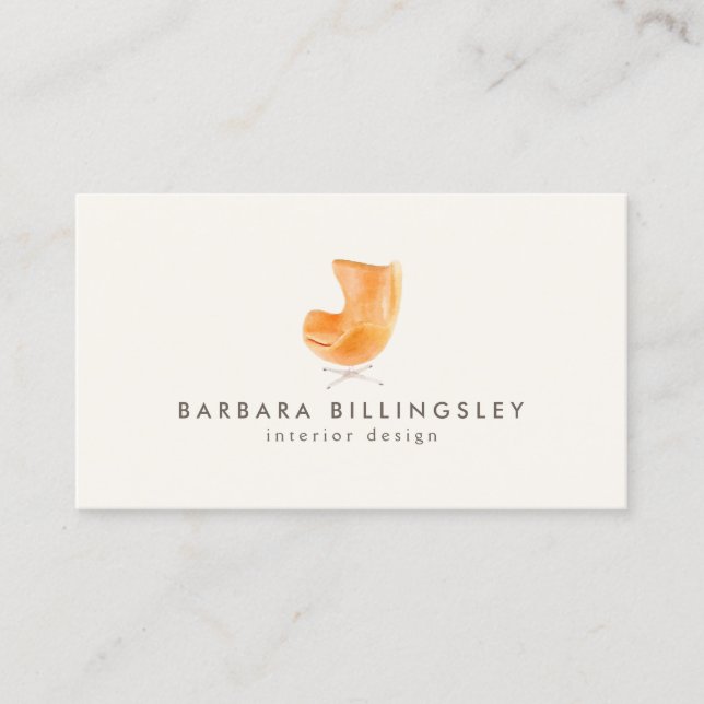 Interior Design Modern Chair Watercolor Business Card (Front)