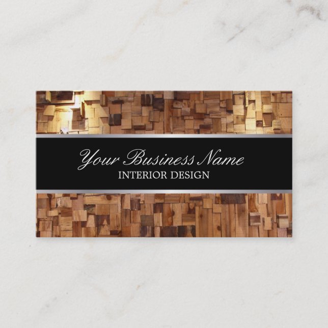 Interior Design Modern Wood Contemporary Business Card (Front)