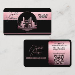 Interior Design or Architect Logo Black and Rose Business Card