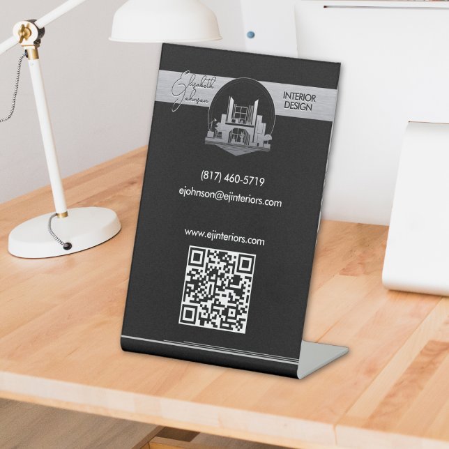 Interior Design or Architect Logo Black and Steel  Pedestal Sign (Creator Uploaded)