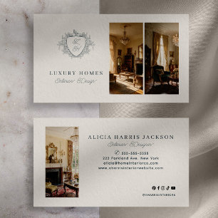 Interior design photo collage elegant business card