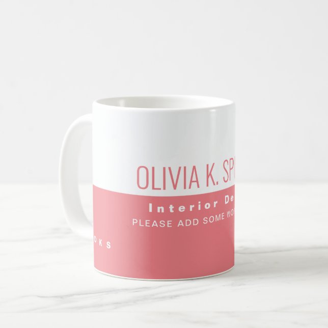 interior design profession half-pink half-white  coffee mug (Front Left)