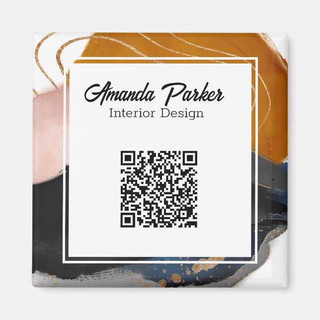 Interior Design Simple Modern Abstract QR Code Bus Magnet (Front)