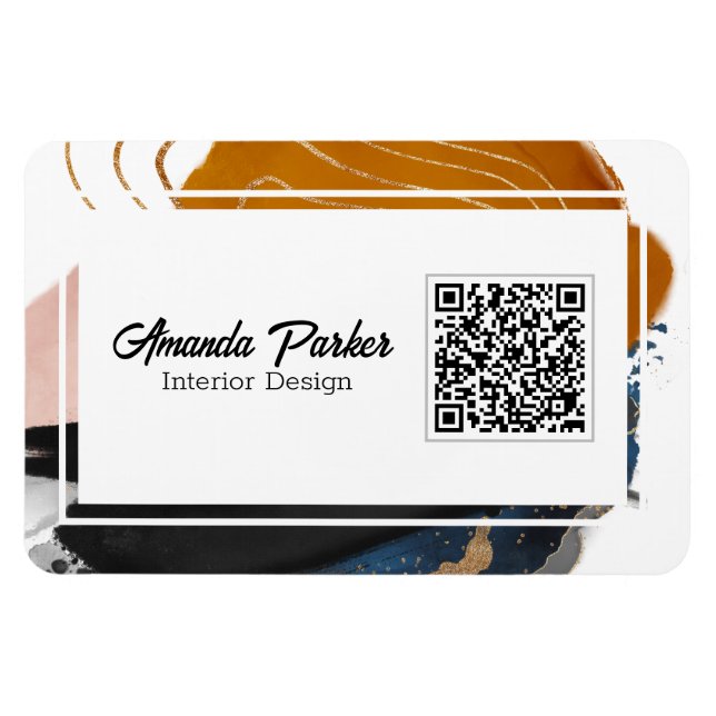 Interior Design Simple Modern Abstract QR Code Bus Magnet (Horizontal)